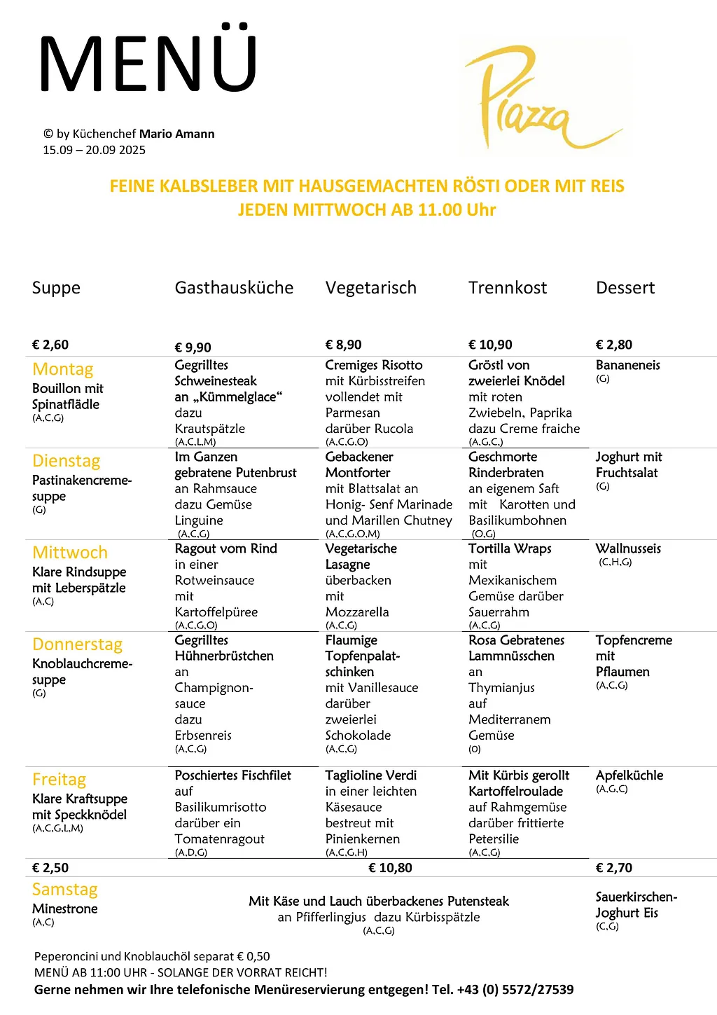 Mittagsmenü Dornbirn