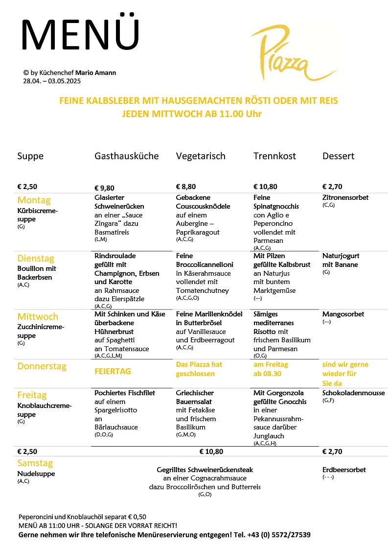 Mittagsmenü Dornbirn