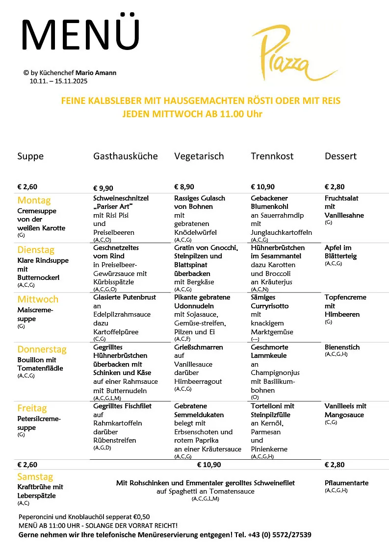 Mittagsmenü Dornbirn