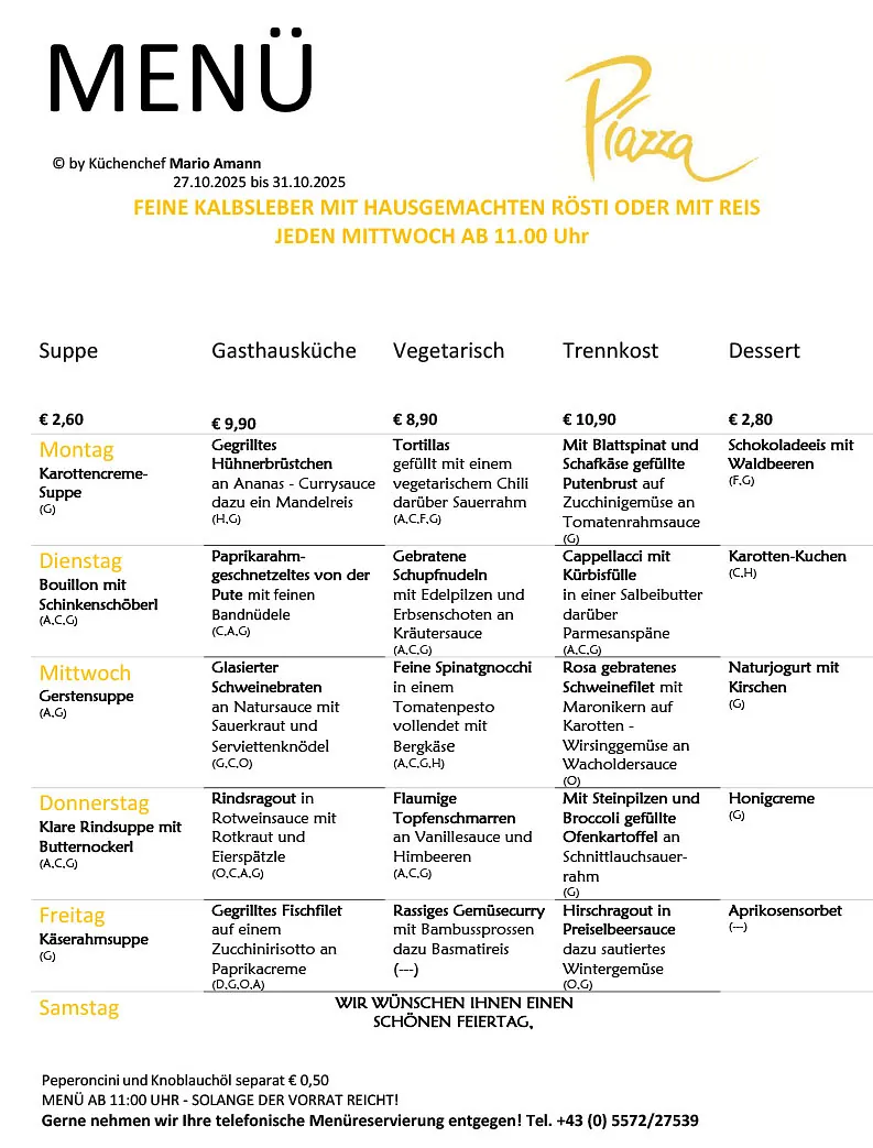 Mittagsmenü Dornbirn