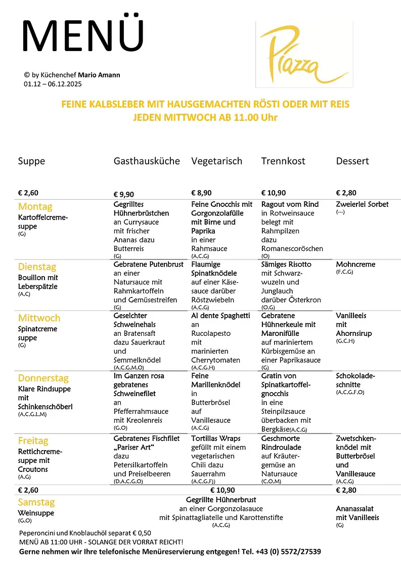 Mittagsmenü Dornbirn