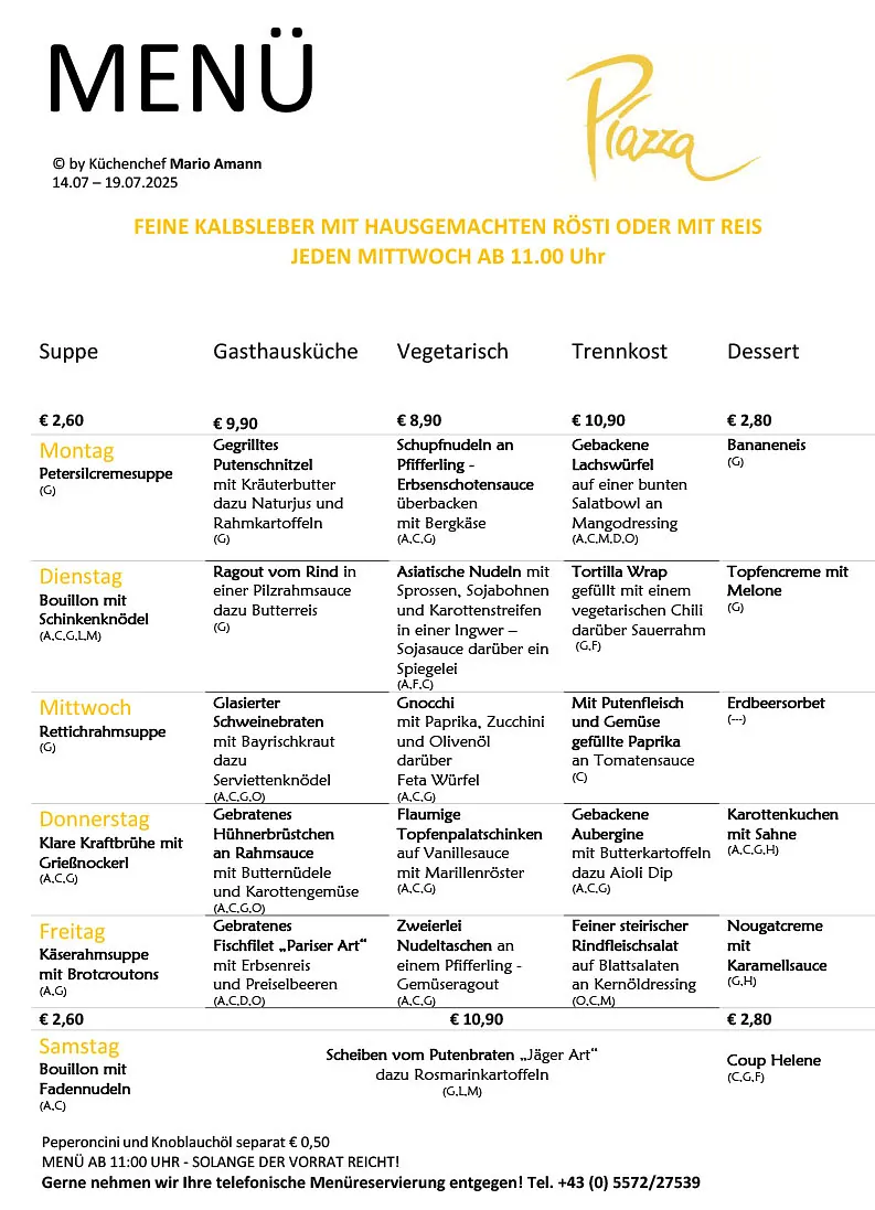 Mittagsmenü Dornbirn