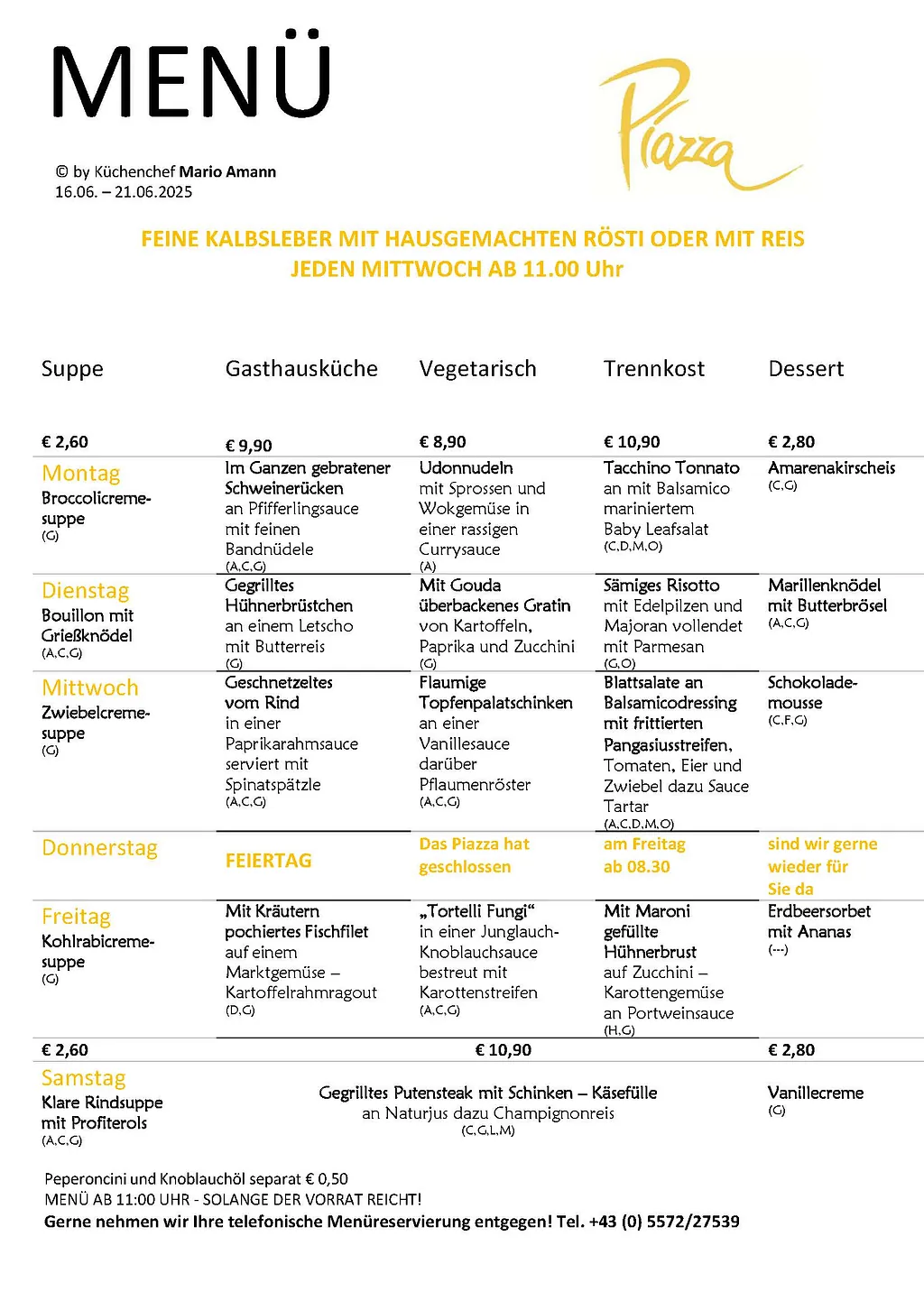 Mittagsmenü Dornbirn