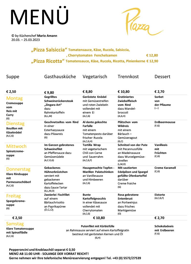 Mittagsmenü Dornbirn