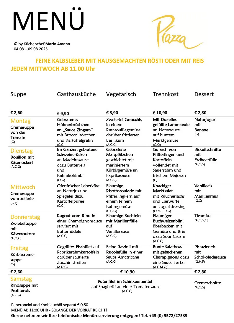 Mittagsmenü Dornbirn