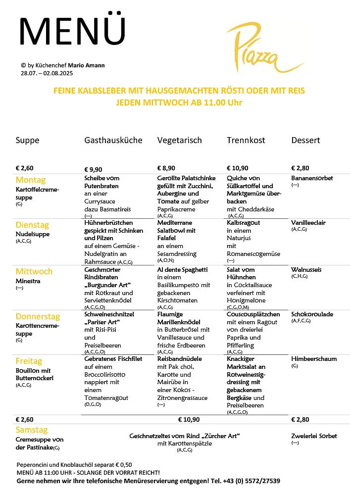 Mittagsmenü Dornbirn