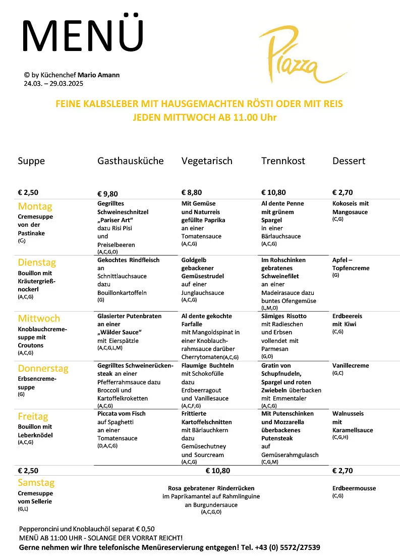 Mittagsmenü Dornbirn