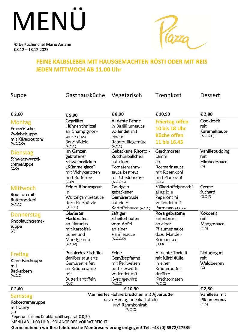 Mittagsmenü Dornbirn